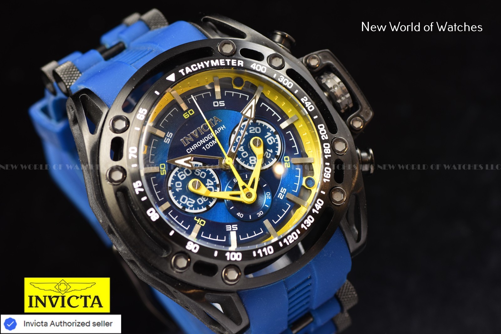 Invicta Men’s S1 Rally ExoSkeleton 53mm Chrono GMT Black Blue Strap Watch