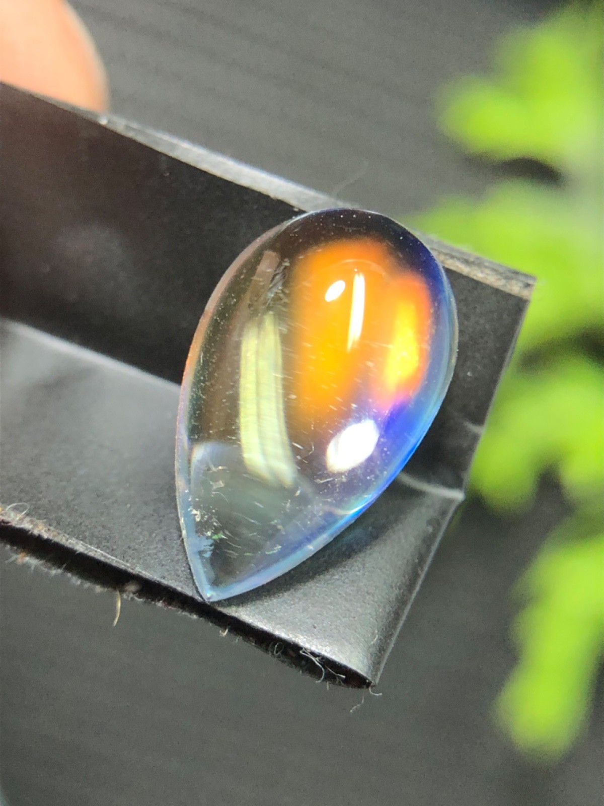 Natural Orange Blue Fire Madagascar Moonstone, 13×8 MM Pear Shape Cabochon Stone