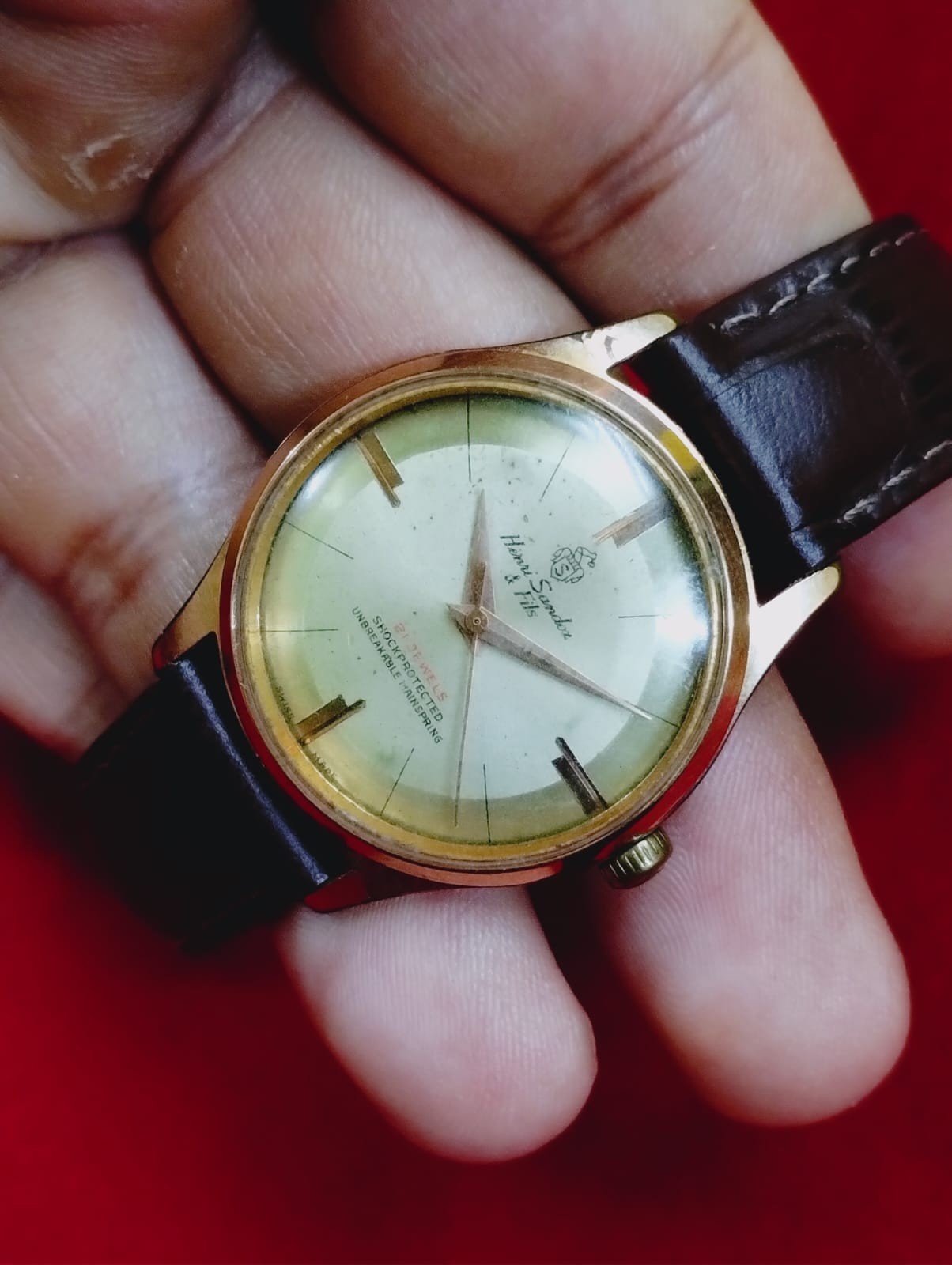 Vintage Henri Sandoz 21 j original winding swiss working wrist watch 057 rare