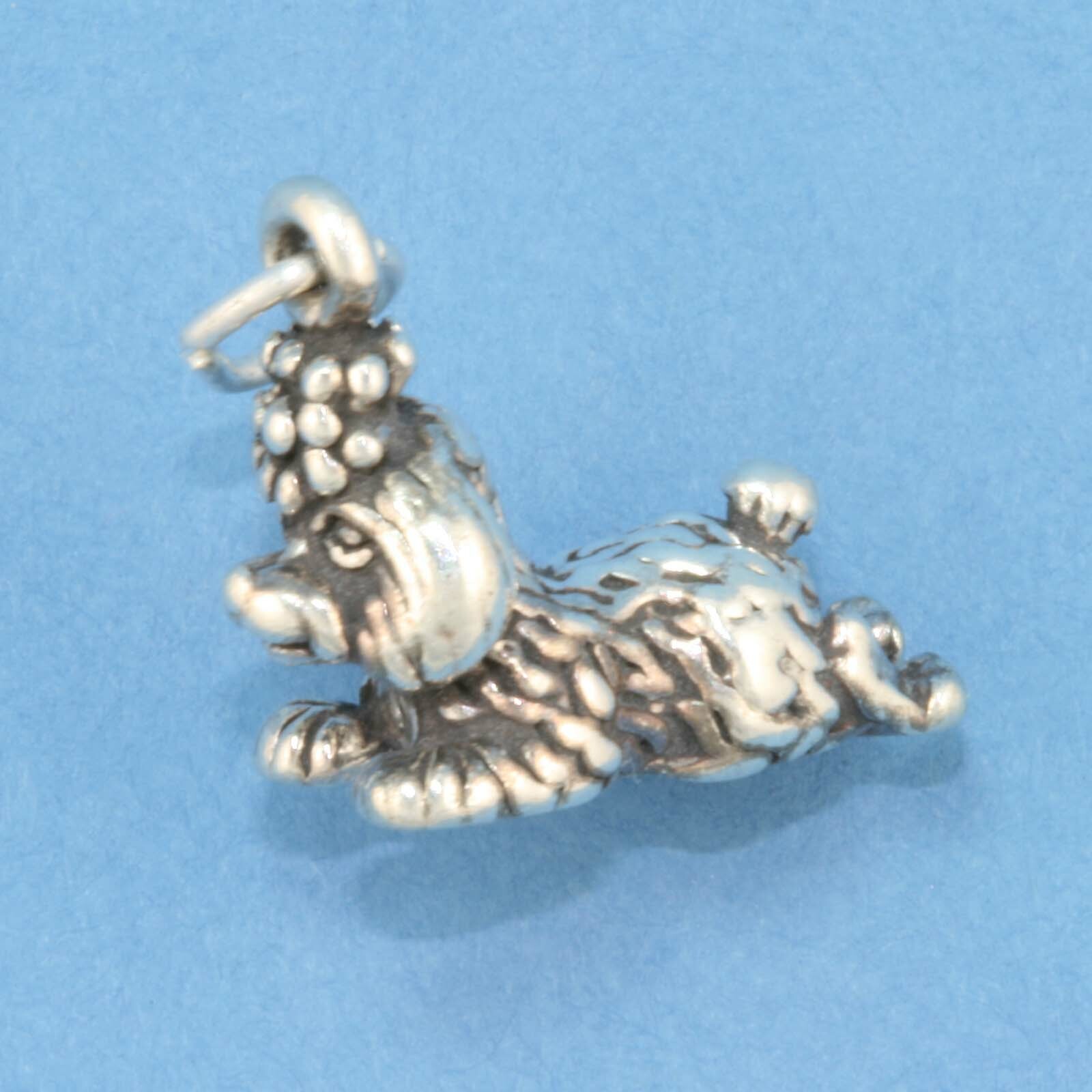 Toy Poodle Puppy Dog 3D 925 Sterling Silver Charm Pendant MADE IN USA
