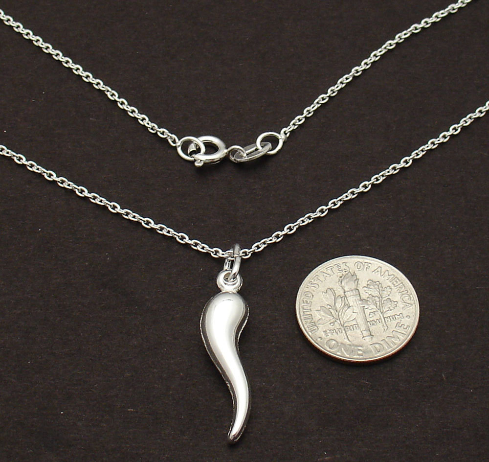 Ladies Womens 925 Sterling Silver Italian Horn Cable Chain Necklace ALL LENGTHS!