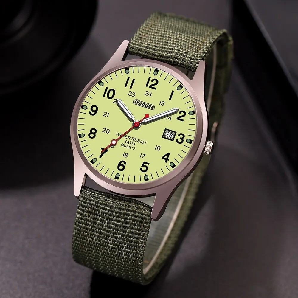 Durable Field Watch Easy Read Dial 24H Display Nylon Strap Quartz Movement