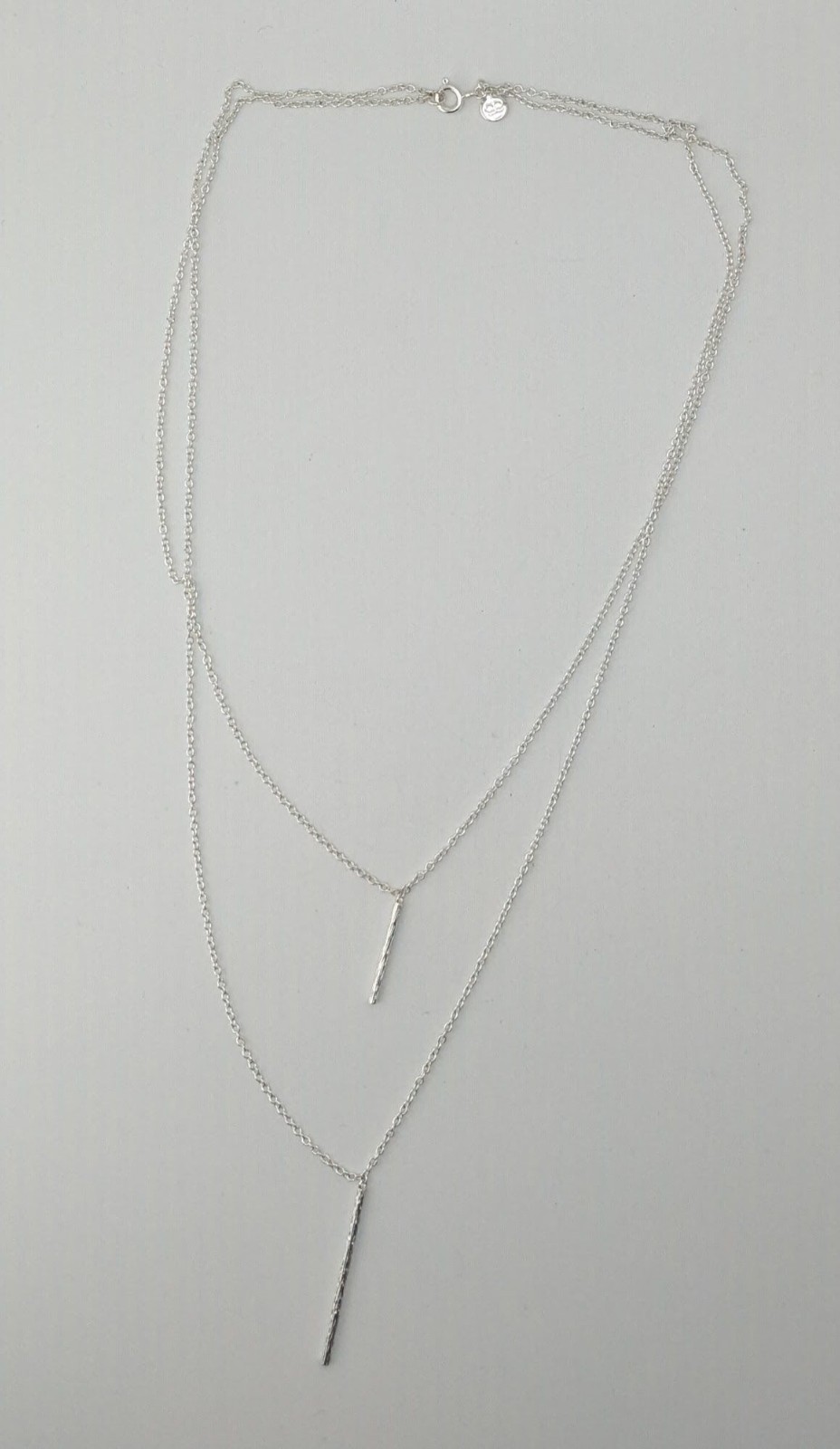 Gorgana Jewelry Pillar Pendant Necklace Double Layer Silver Minimalist