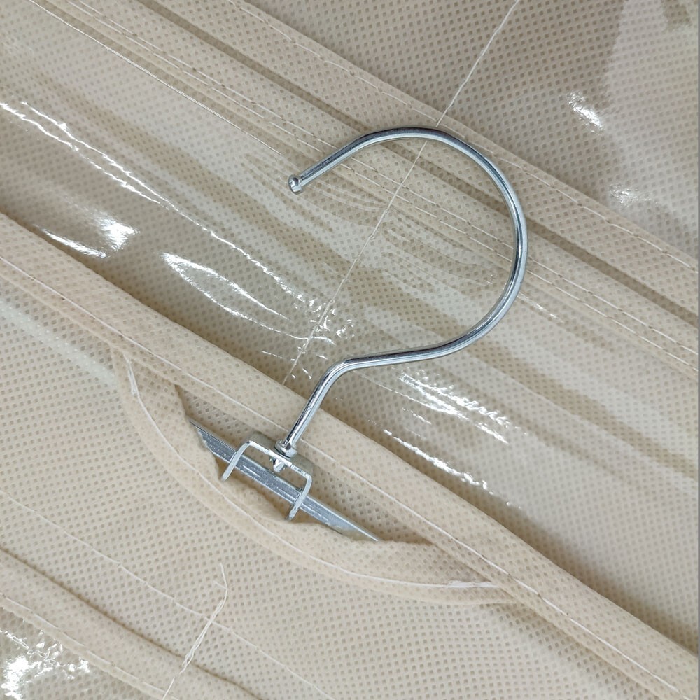 80 Pocket Hanging Jewelry Organizer Non-woven Fabrics Vinyl Metal Hanger Beige