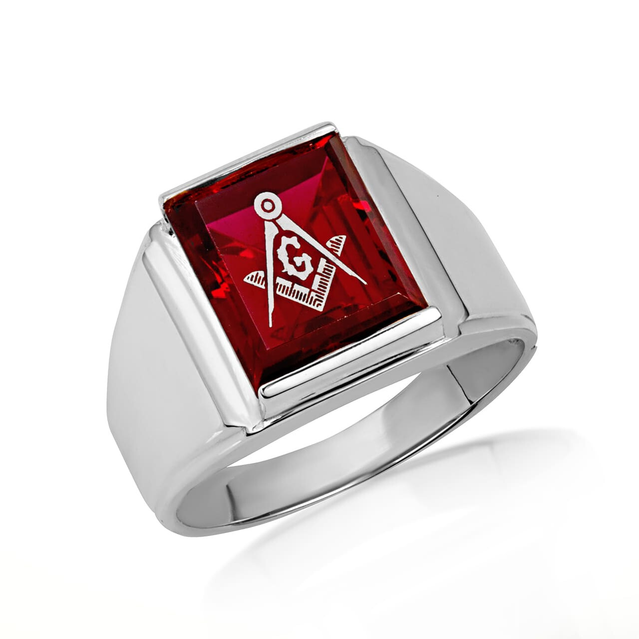 .925 Sterling Silver Men’s Symbolic Freemason Masonic CZ Stone Ring