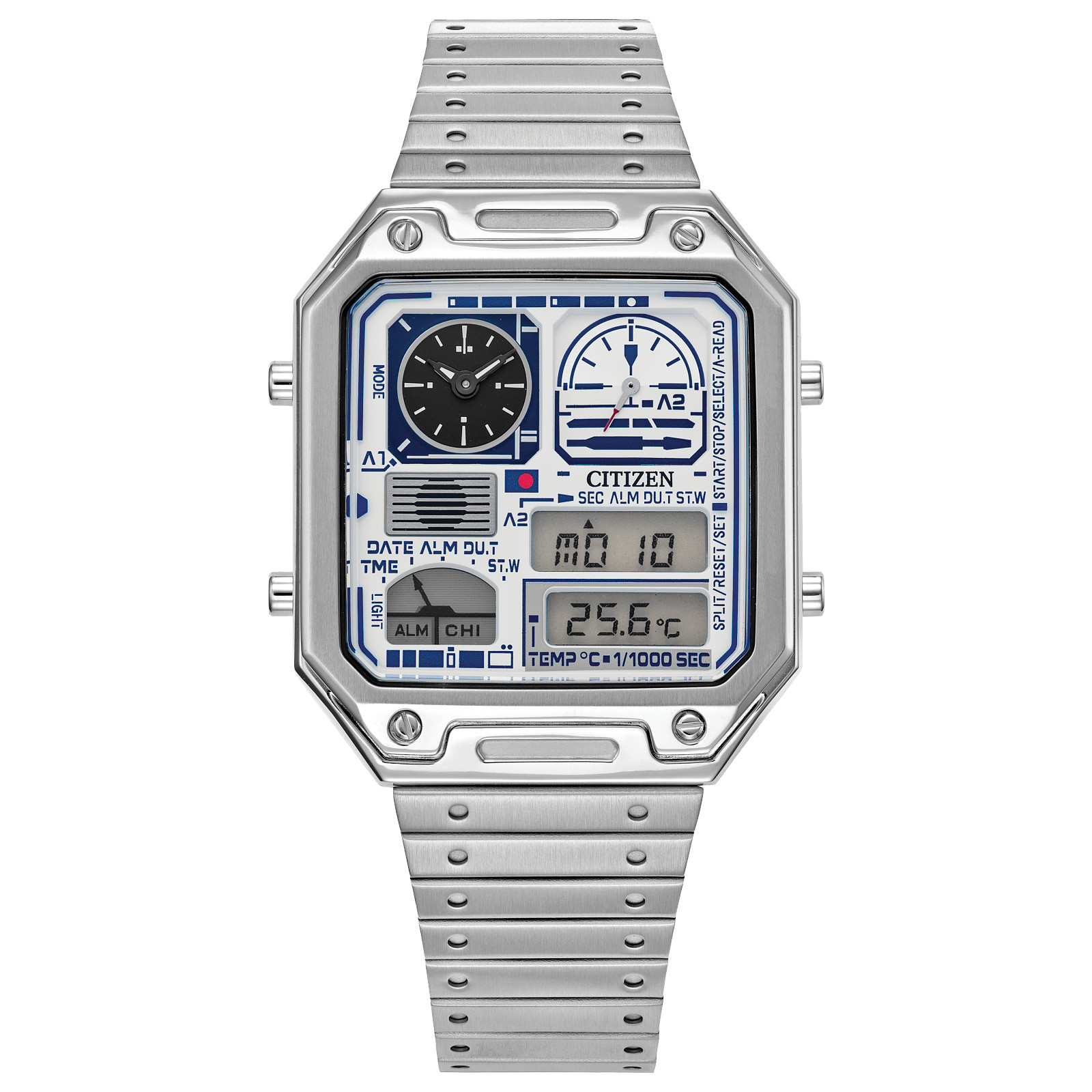 Citizen Star Wars R2-D2 Droid Ana-Digi Quartz Stainless Steel Silver Watch R2D2