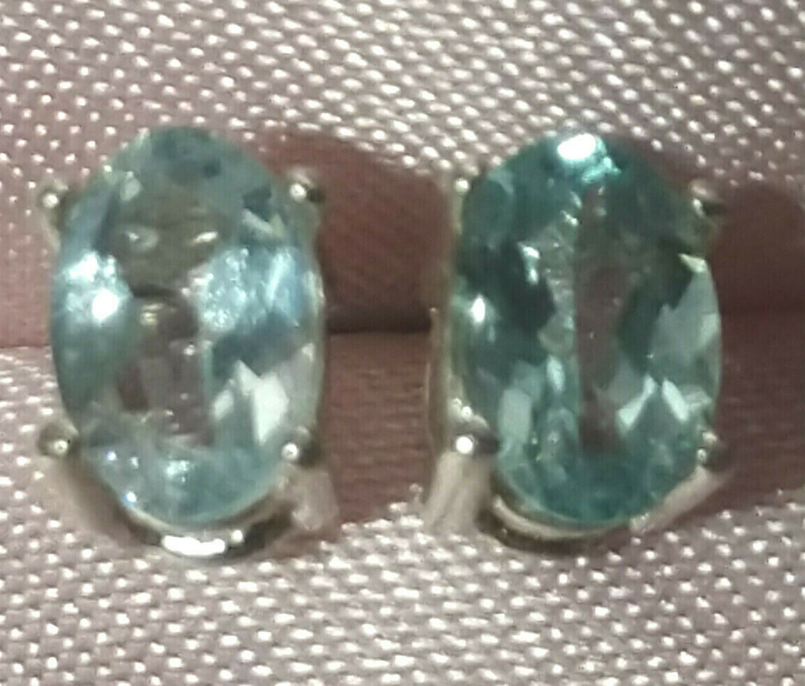 6mmX4mm OVAL APATITE STUDS – SET IN .925 STERLING SILVER-