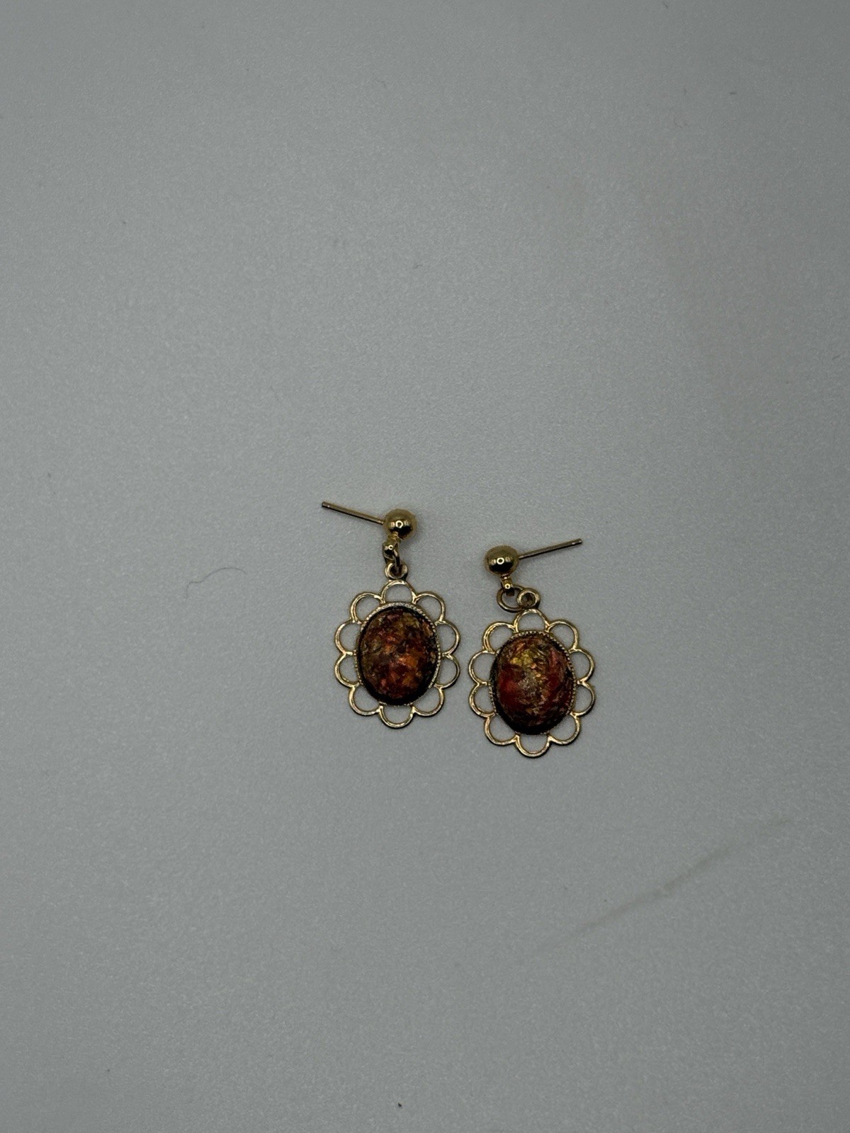 Vintage Earrings Lot 6pc Southwestern Turquoise Fan, Faux Fire Opal, Joyce Name