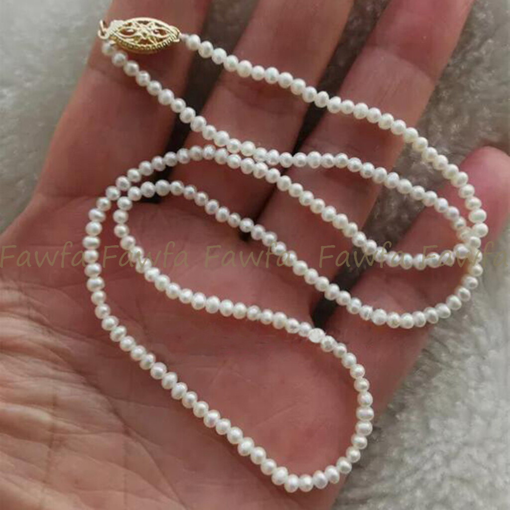 Mini 2-3mm Real Natural White Akoya Pearl Necklace 14-36” 14k Gold Clasp