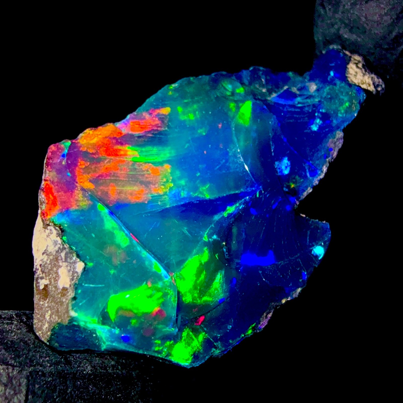 10 Ct Opal Rough, Jewelry Grade Black Welo Ethiopian Opal Rough, Multi Fire Opal