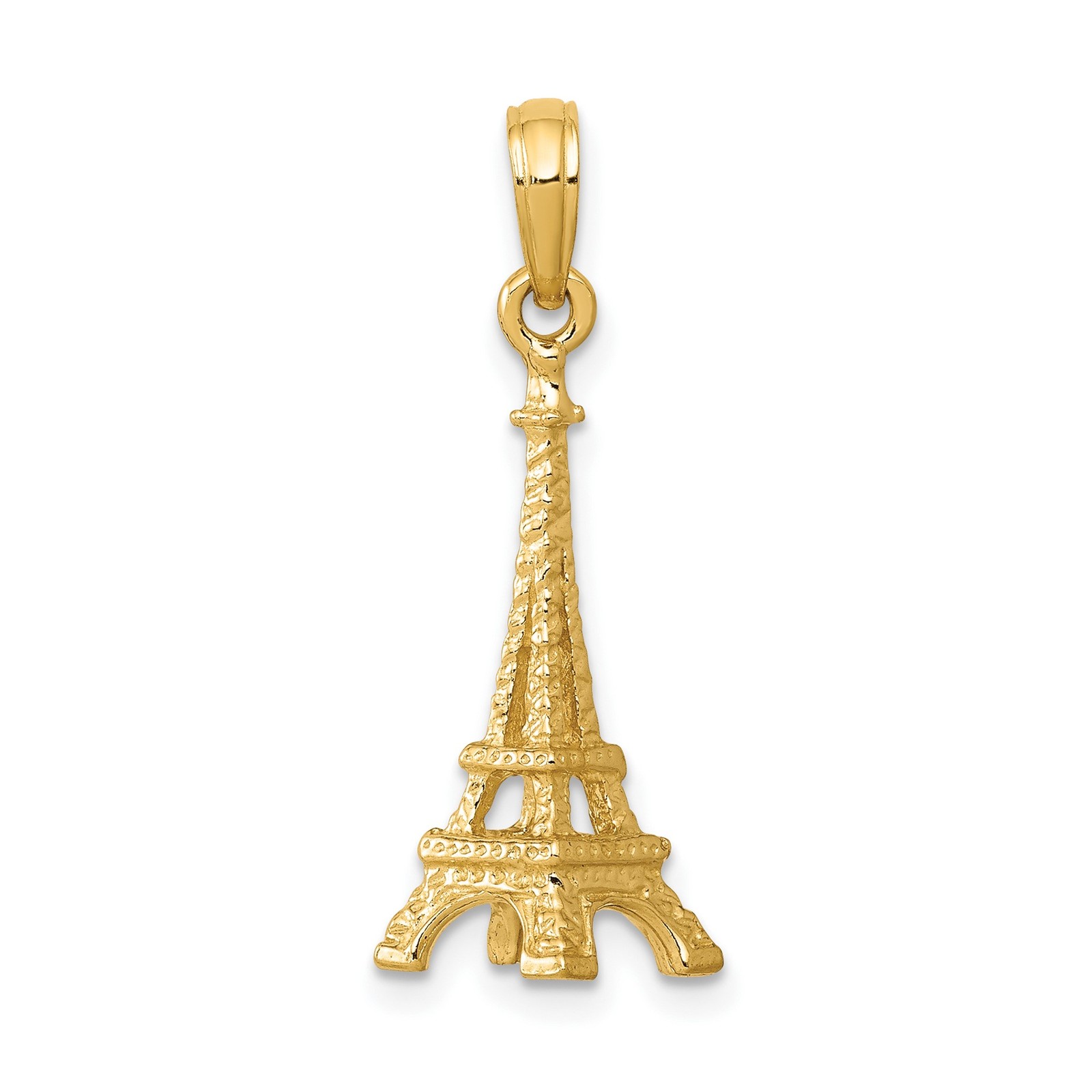 14k Yellow Gold Eiffel Tower Pendant Charm Paris Landmark Travel Jewelry