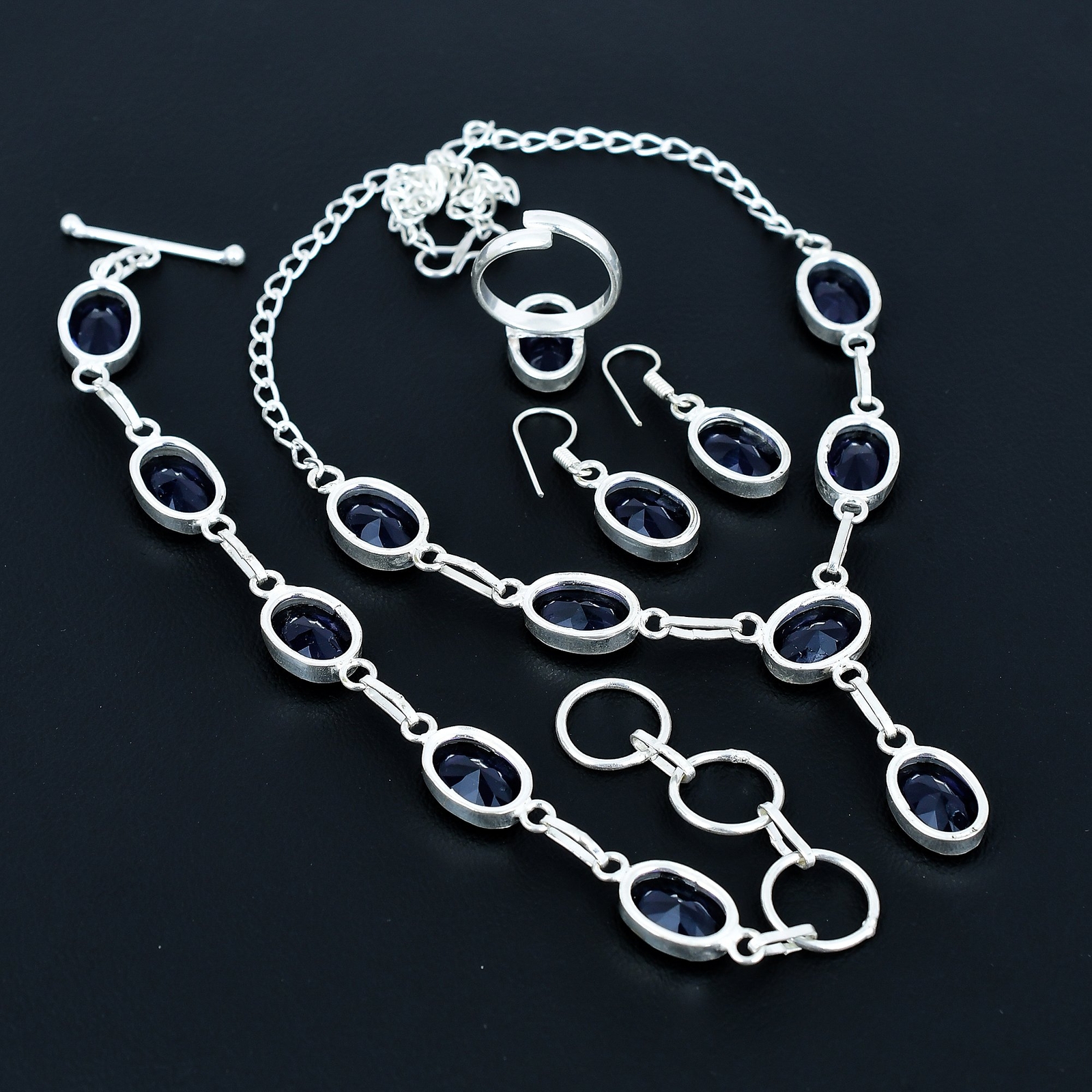 African Amethyst 925 Sterling Silver Oval Gemstone Handmade Jewelry Set VJ 211