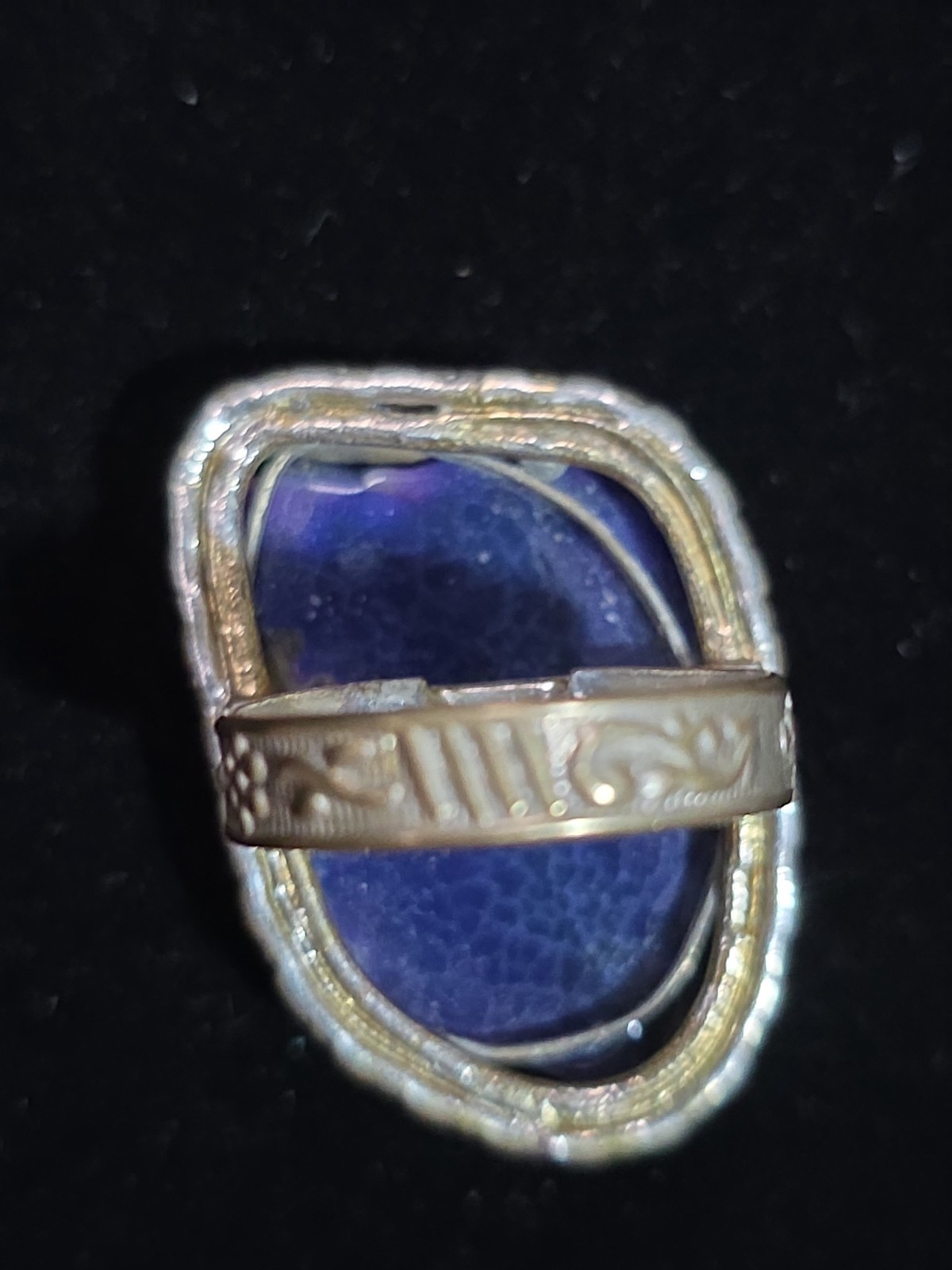Large Handcrafted Sterling Silver & Purple Blue Agate Statement Ring Size 8