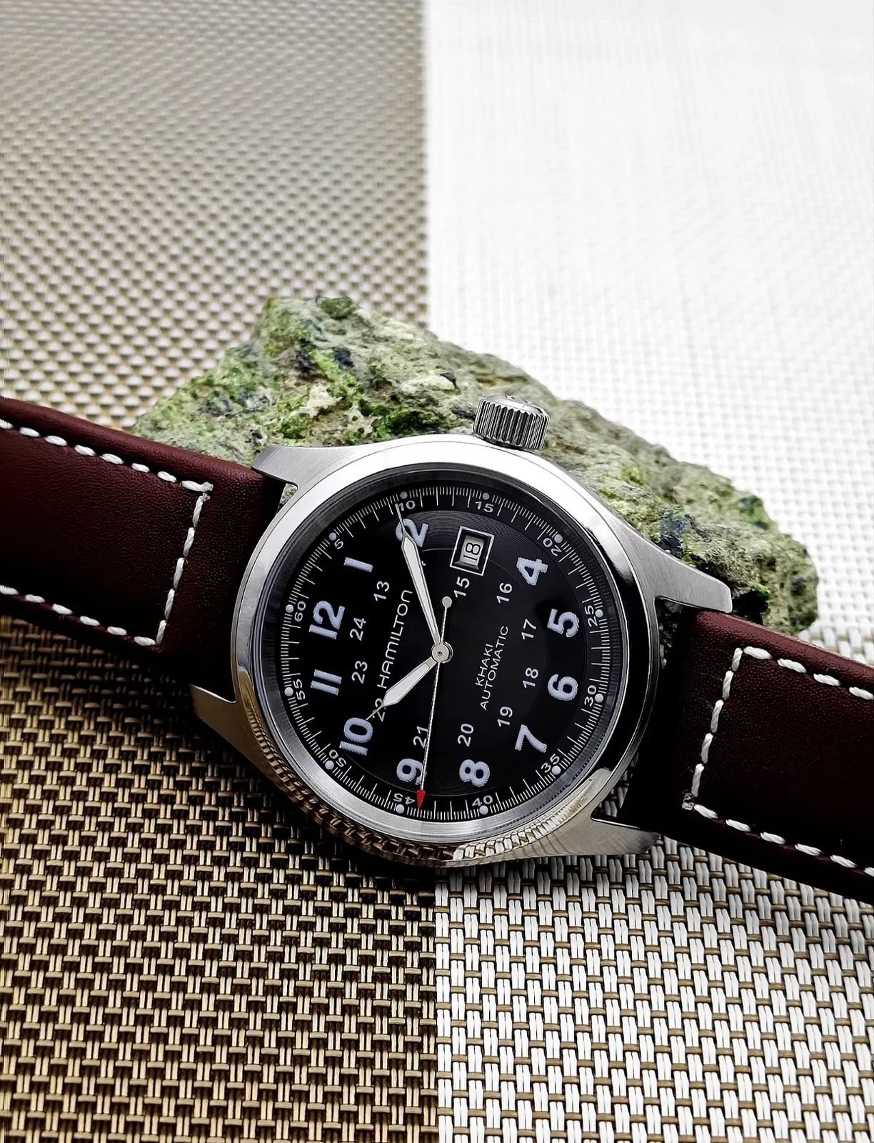 Hamilton Khaki Field Men’s Black Watch with Brown Leather Band Unused H70455533