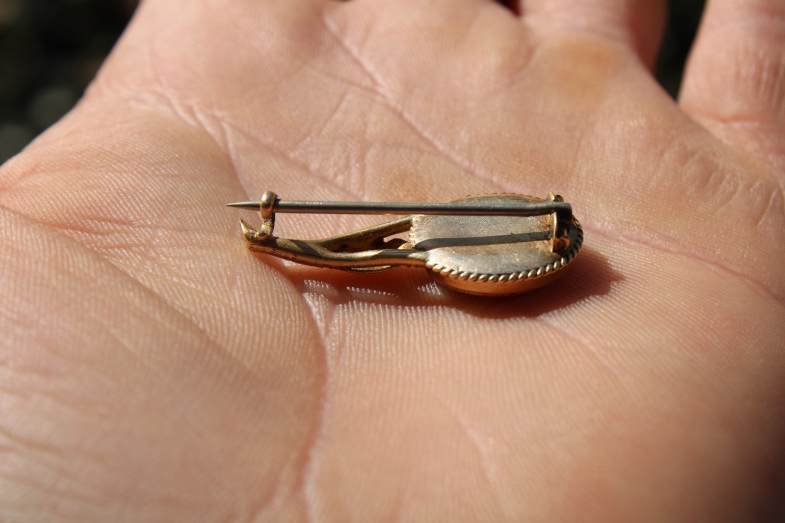 Antique 14k Yellow Gold Victorian Mourning Brooch, 3.17g (1.25″)
