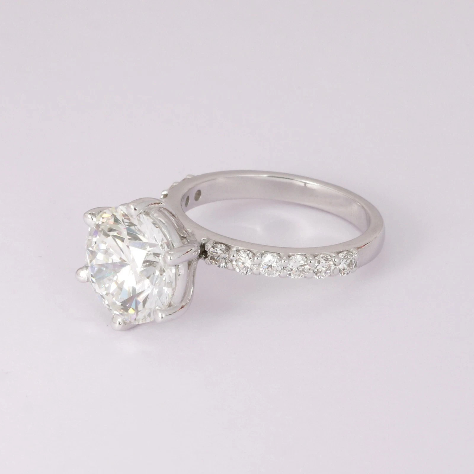Rare 4.10 Ct Certified Round White Diamond Solitaire Engagement Ring 925 Silver