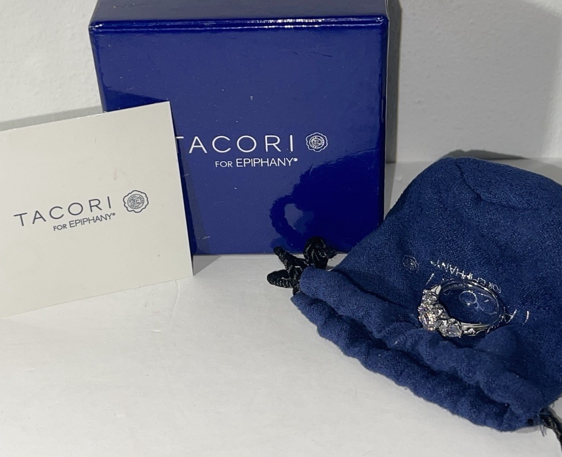 QVC TACORI EPIPHANY DIAMONIQUE BLOOM CUT RING W/ PEAR ACCENTS SZ 6 #J27578