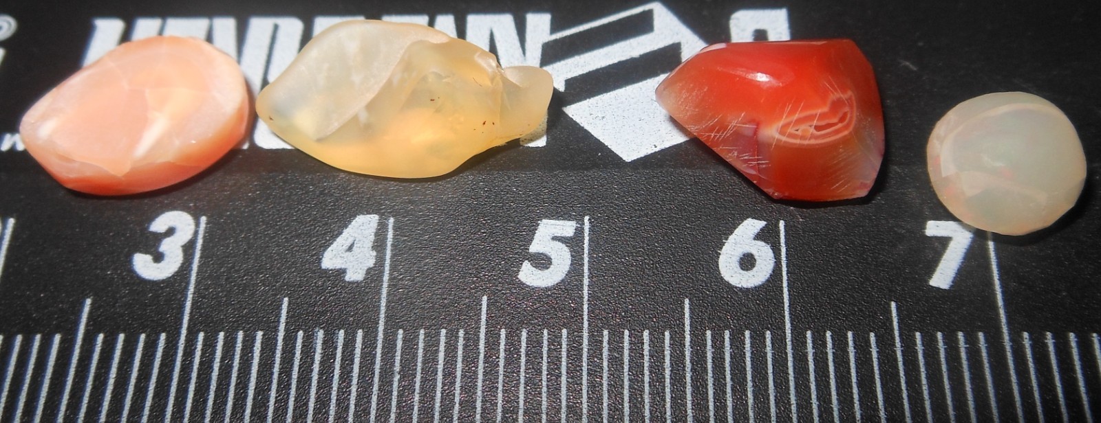 4 pieces of Mexican Fire Opal Rough Cut Gems Color Mix 9.55ct Total