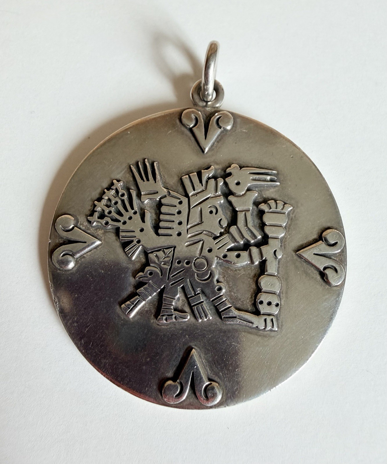 Vintage Sterling Silver Pendant Kukulcan Deity Mayan Mythology 57 Grams! Signed