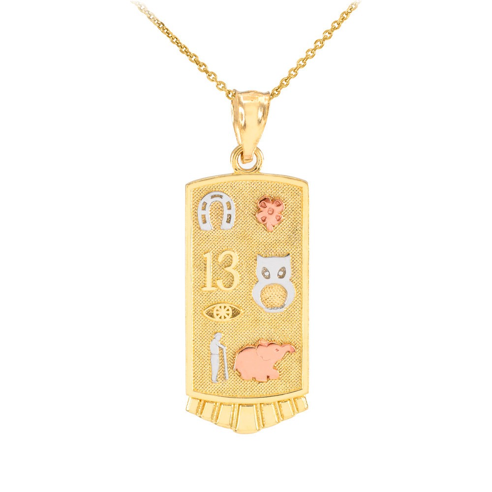 Solid Gold Lucky Pendant Necklace (Available in Yellow/Rose/White Gold)
