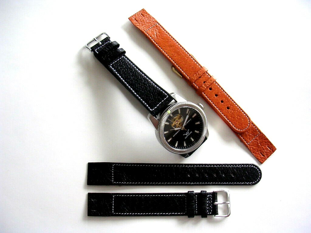 20mm XL Open End strap Genuine Pigskin band for vintage Wire Lug watch IW SUISSE