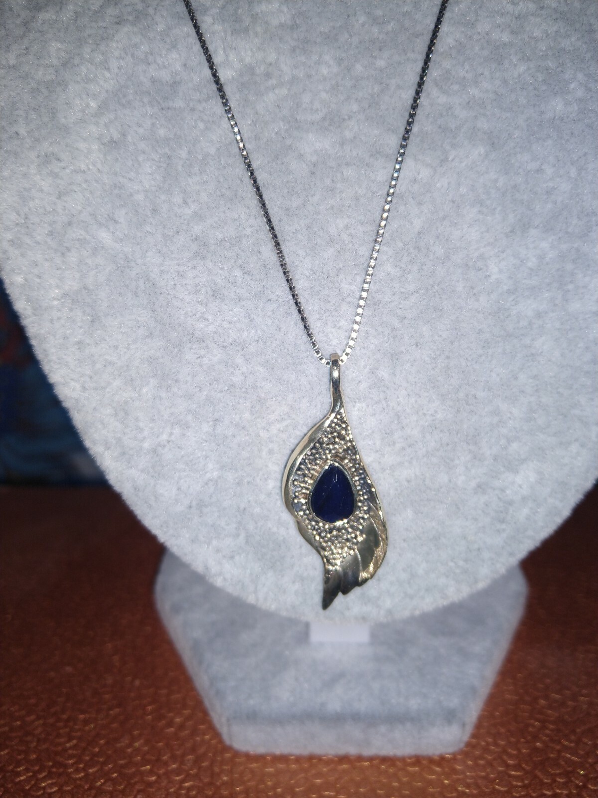 BALI LEGACY Diffused Blue Sapphire Pendant/Sterling Silver Hand Made  2.28 ctw