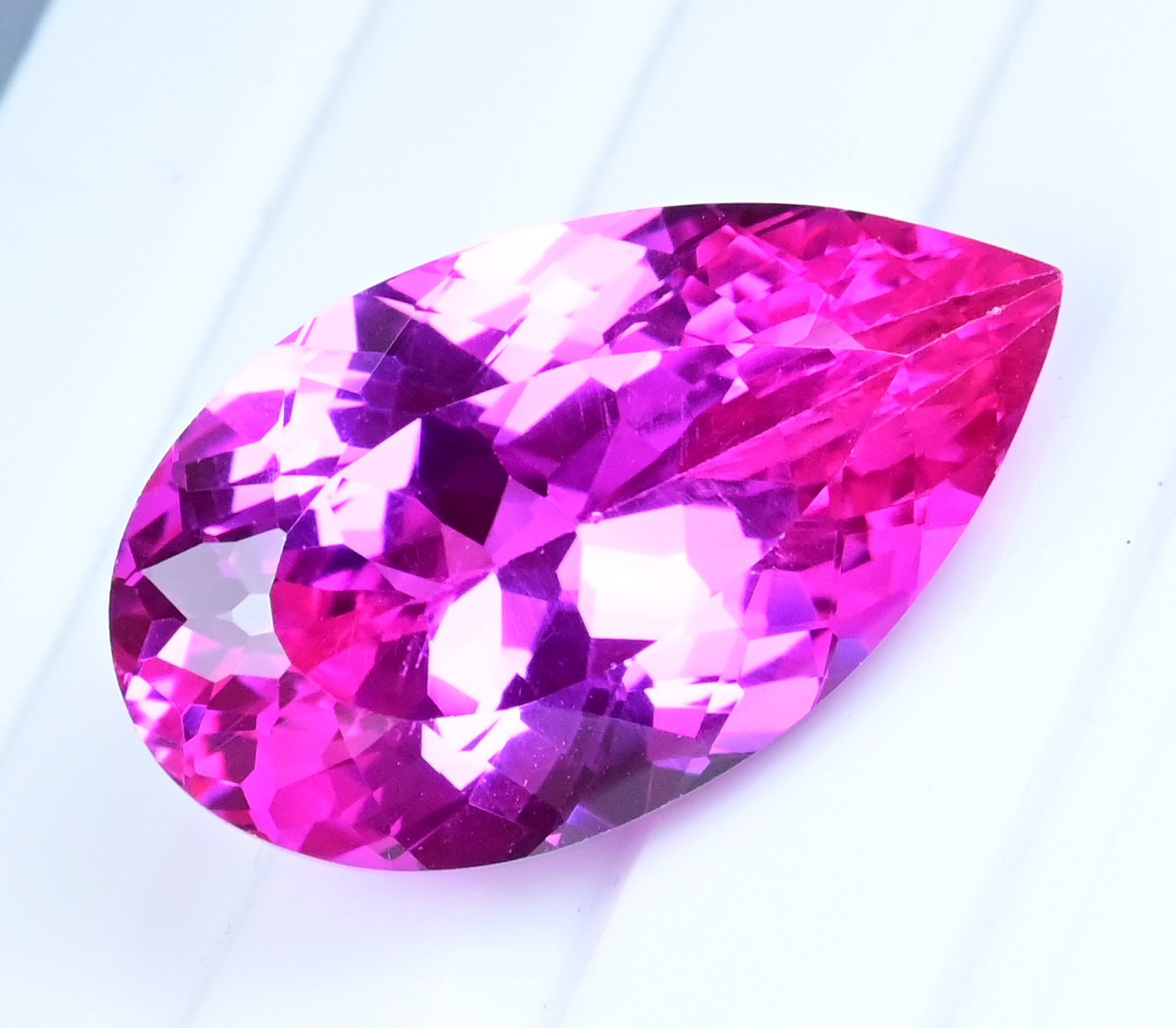 32.55 Ct Natural Flawless Mogok Pink Ruby Pear Certified Loose Gemstone