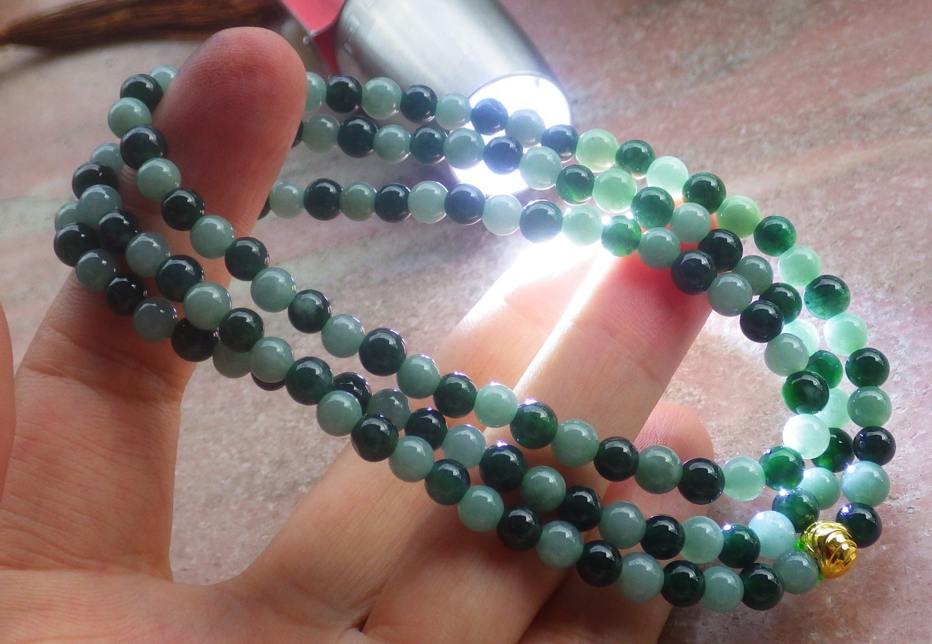 1pcs Green Burma 100% A JADE Jadeite beads bead Necklace 5mm 22 inches 711373