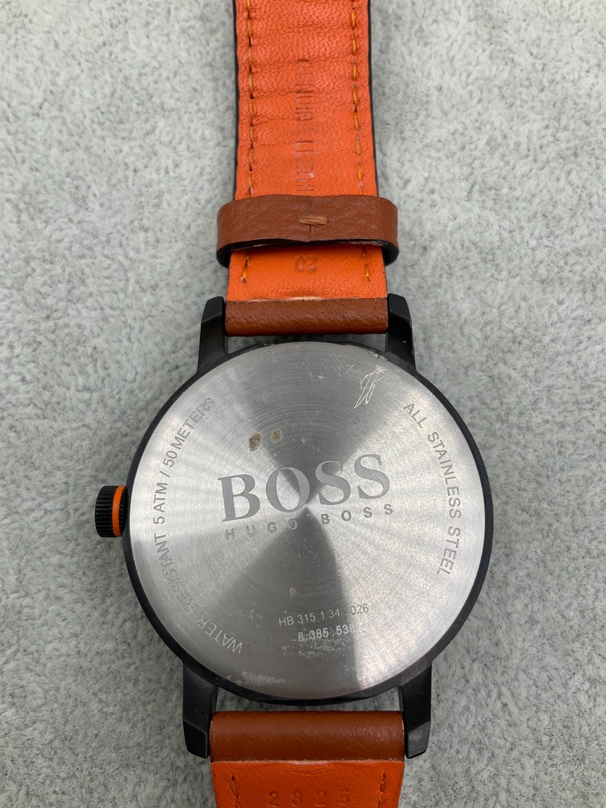 Hugo Boss Men’s Watch Quartz Analogue Brown & Orange Strap Working With Box N5