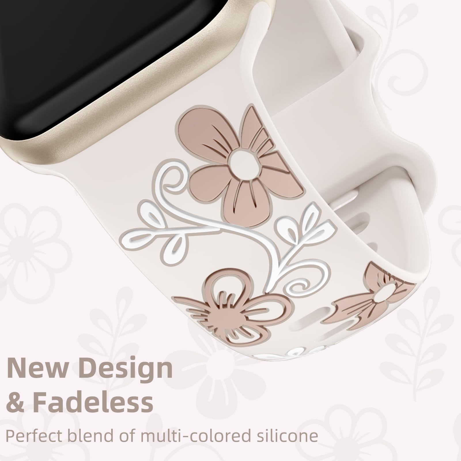 Floral Band Compatible with Apple Watch Bands for Women 40Mm 41Mm 38Mm 42Mm 44Mm