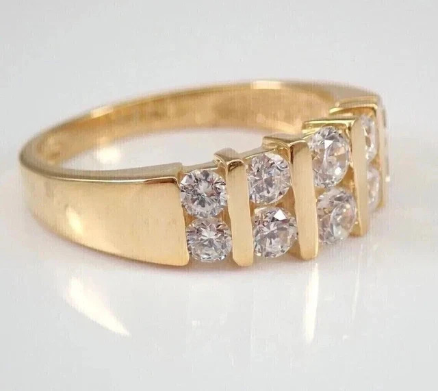 2.00CT Round Cut Lab Created Diamond Men Wedding Ring 14K Yellow Gold Plated