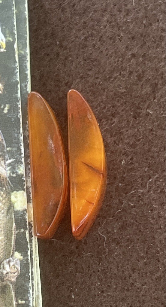 21x11x5mm Baltic Amber Rectangle Butterscotch Pair 10.6tcw 2 Vintage Pieces