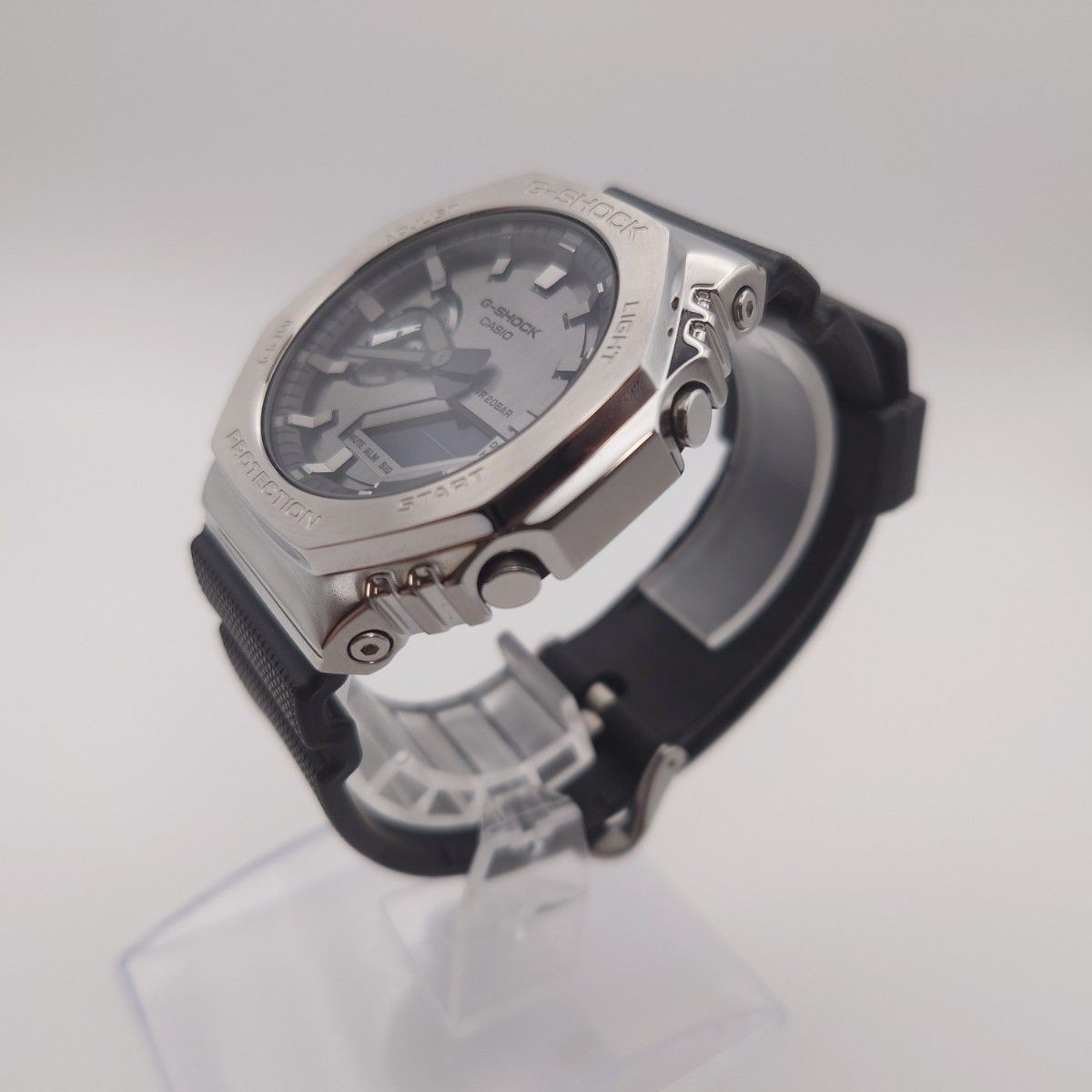 CASIO G SHOCK GM 2100 Metal bezel silver black wristwatch