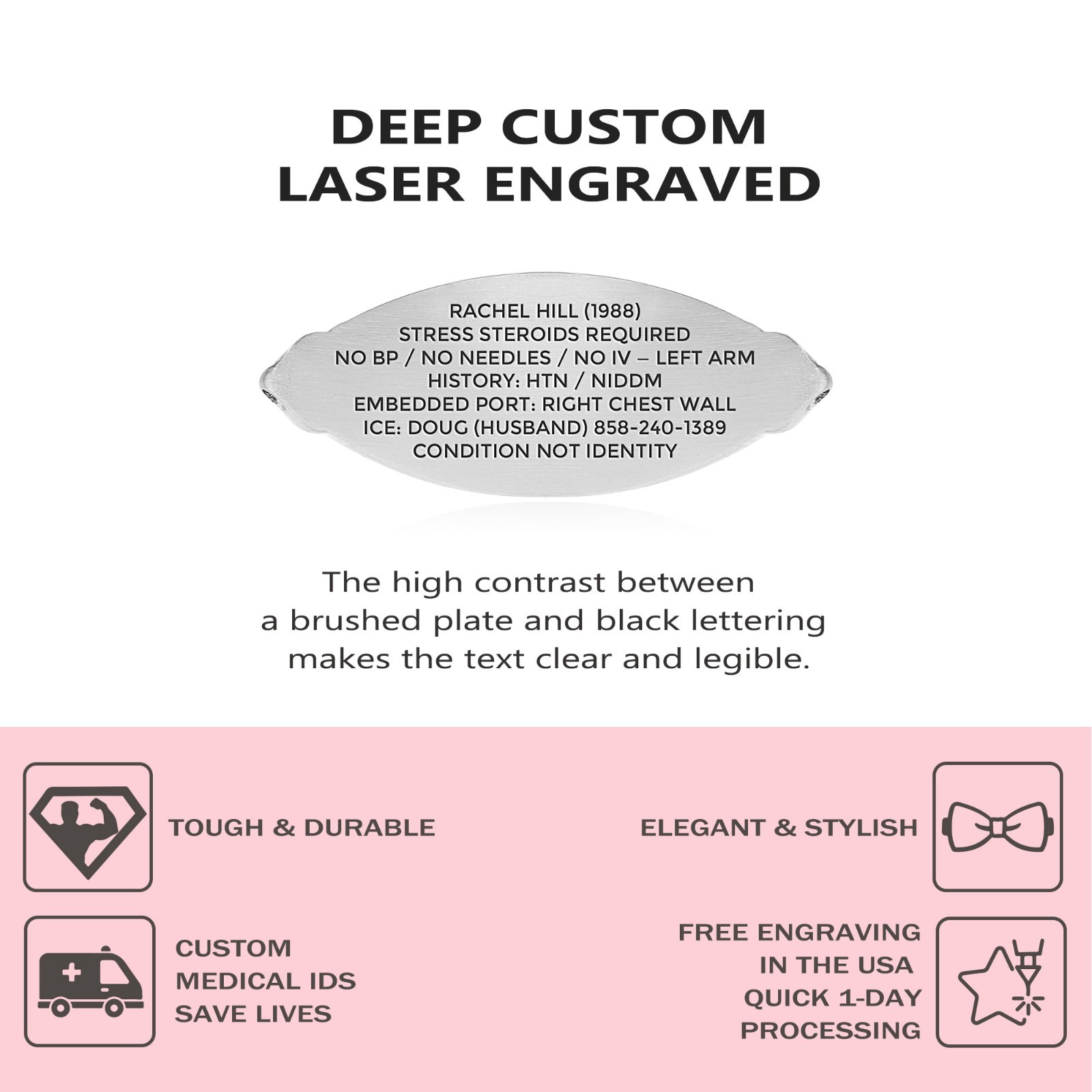 Divoti Custom Engraved Jasmin Medical ID Alert Bracelets for Women – Style