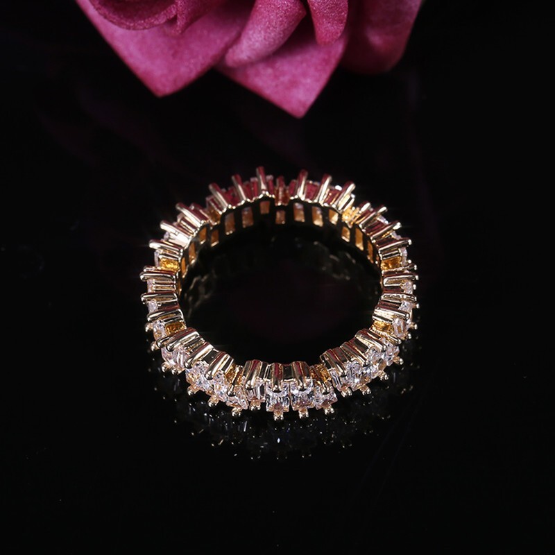 3.5 CT Simulated Diamond Band Ring Yellow Gold Plated Stunning Valentine’s Gift