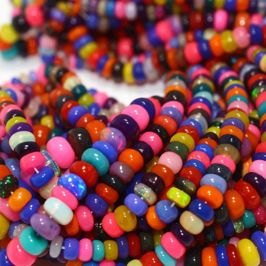 Multi Color Opal Beads Strand 4-5mm Rondelle Gemstone 16 Inch Jewelry Making