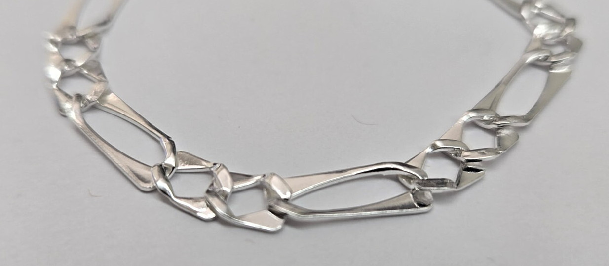 925 Sterling Silver Figaro Flat Link Bracelet 6mm, 7″ to 7.5″ Long