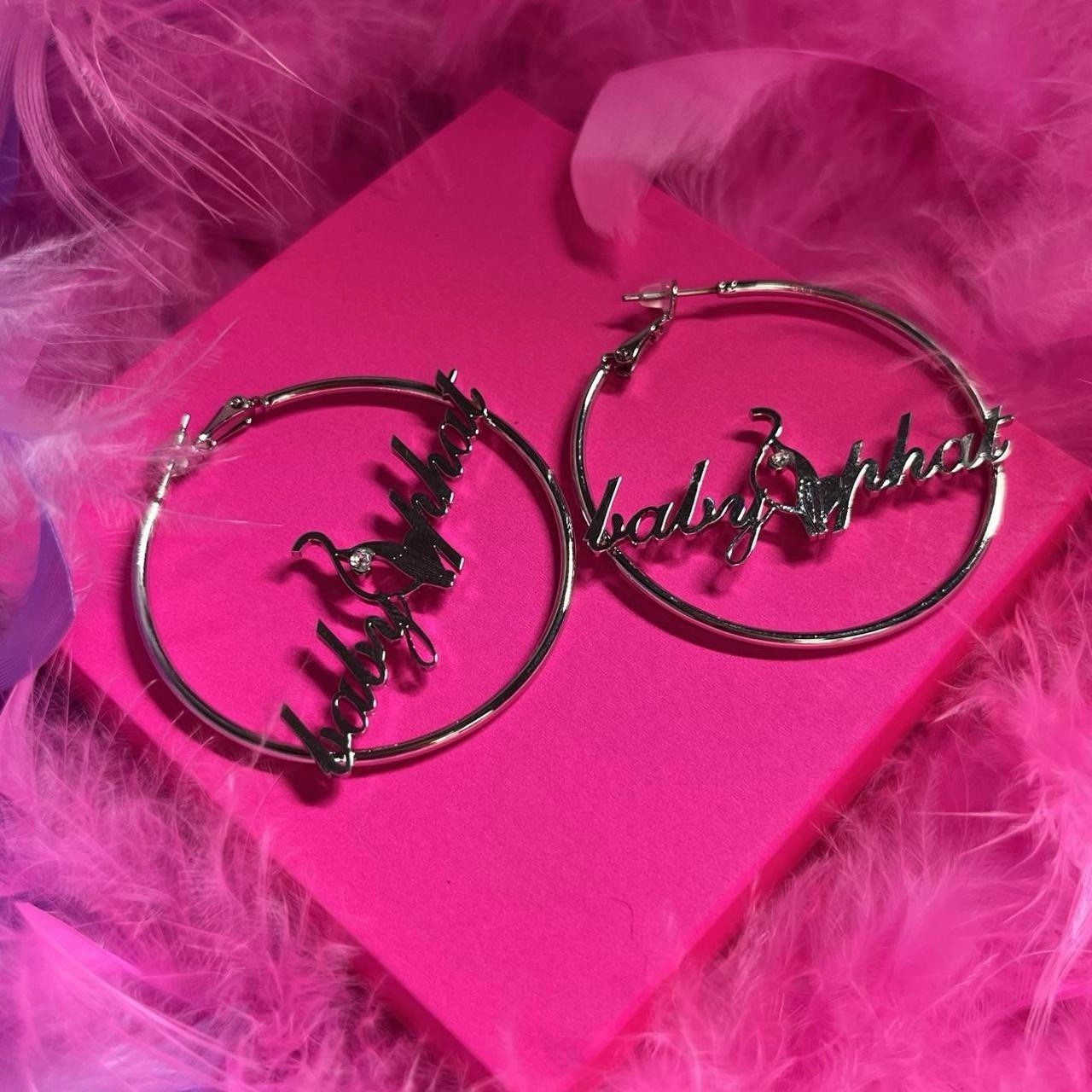 Silver Baby Phat Hoop Earrings | NEW | Y2K Must Have Jewelry | Mcbling Aesthetic