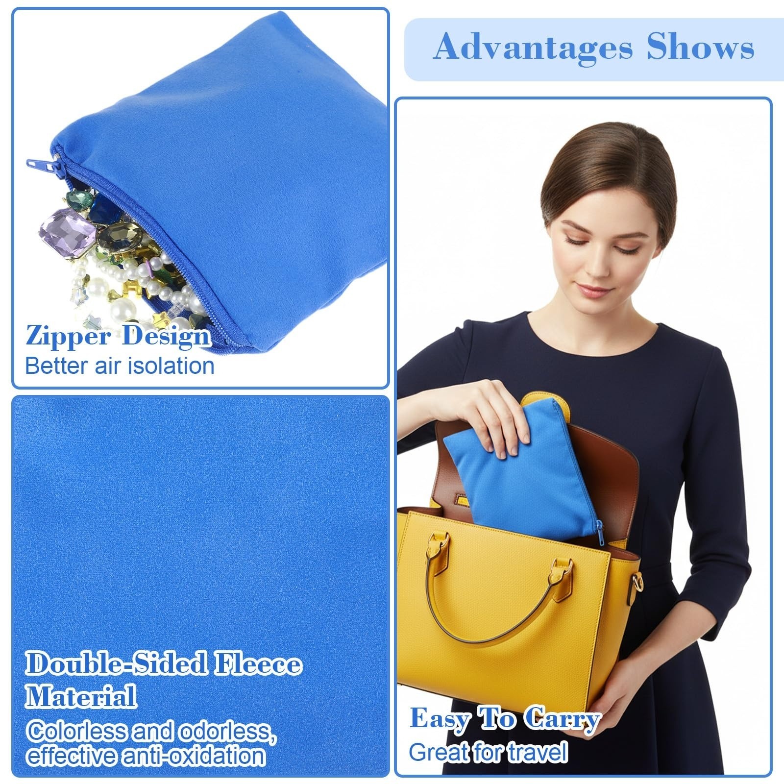 6 PCS Anti Tarnish Jewelry Storage Bags Zippered Silver Pouches 5.9 x 5.9in, New