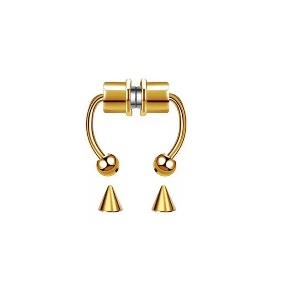 Clip On Fake Septum Nose Ring Hoop Stainless Steel Non Piercing Body Jewelry