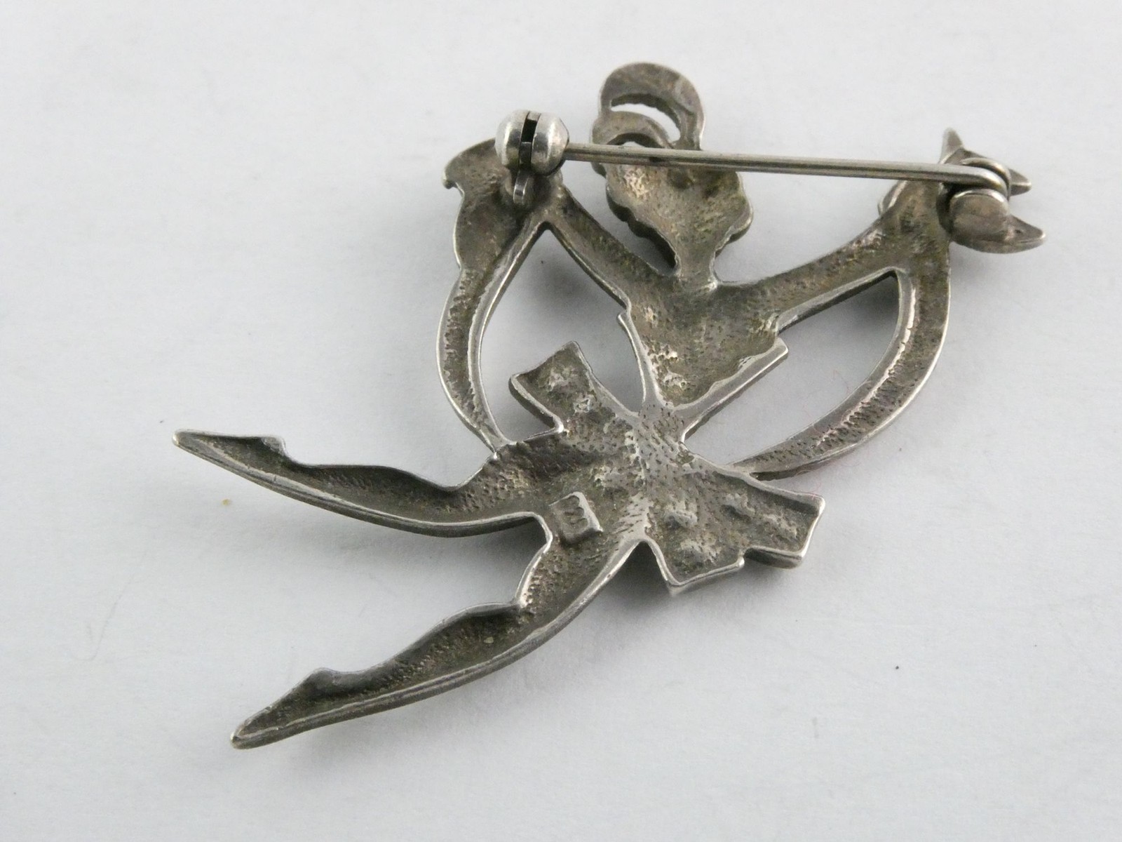 Vintage Sterling Silver White Rhinestone Dancer Ballerina Brooch Pin 6g 2 Inch