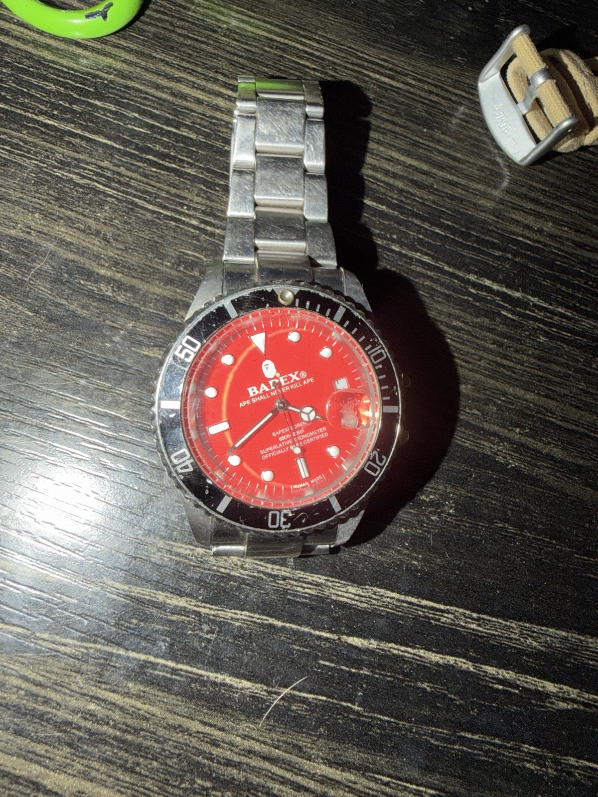 A Bathing Ape Men’s Watch Type 1 Bapex Crystal Stone Red Quartz