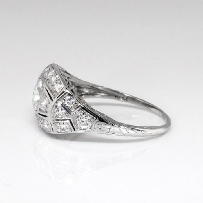 Vintage Art Deco 1930s 1.31 Ct Old European Cut Gemstone Engagement Wedding Ring