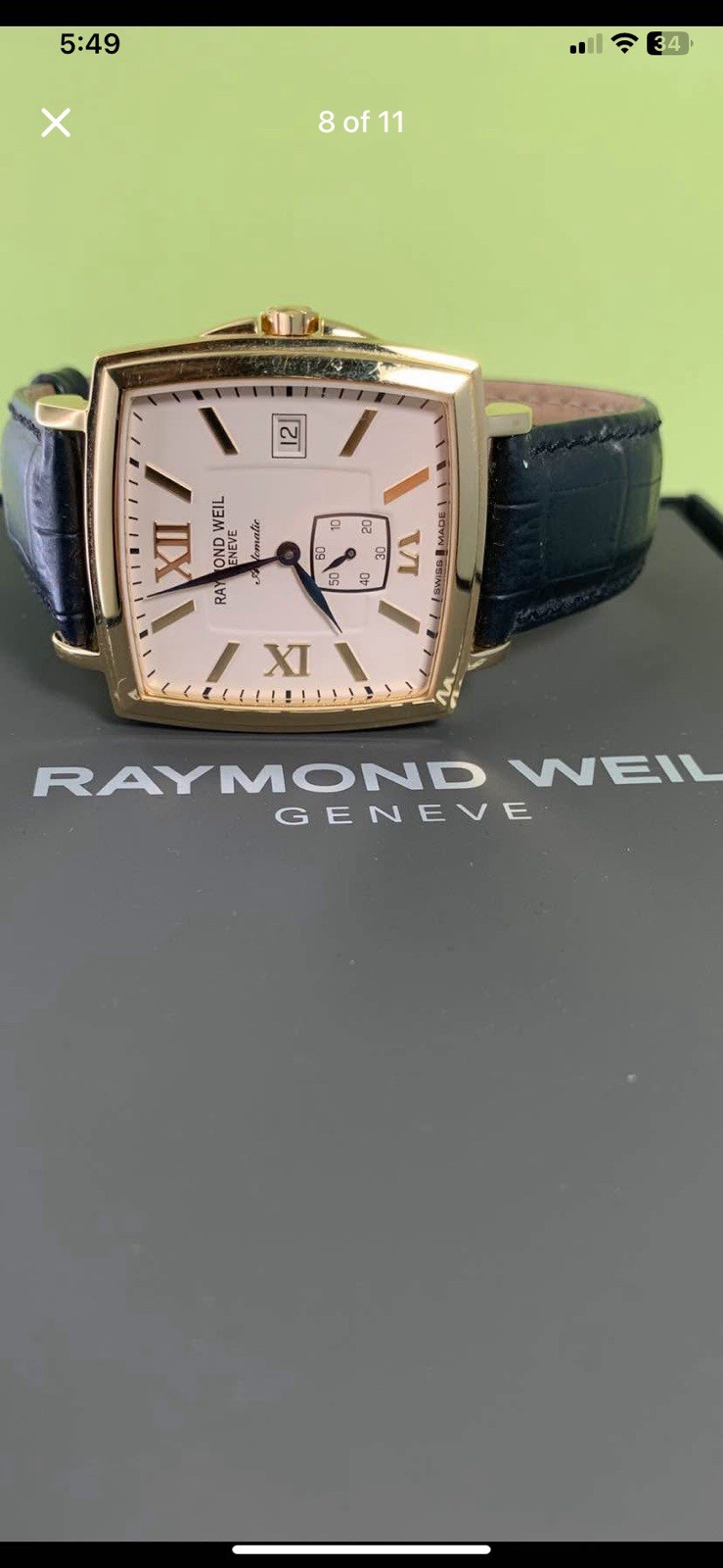 Raymond Weil Tradition Gold Plated Cream Dial Small Second Blue Hands Swiss