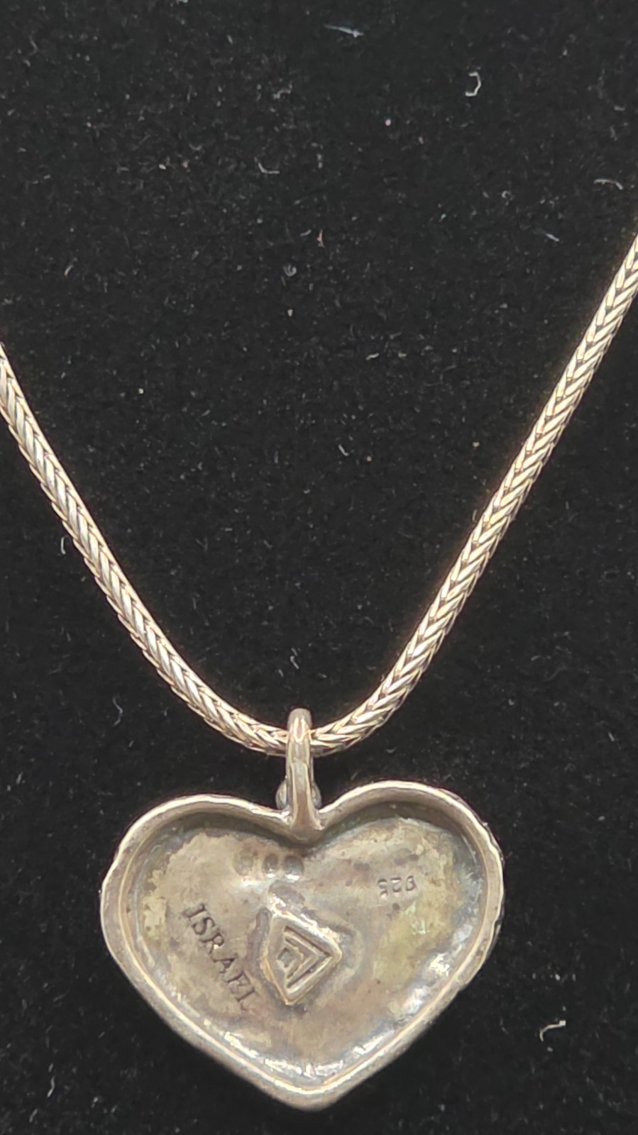 Vintage Silpada Crinkled Heart Necklace N1727 Sterling Silver 925 Israel 18″ 7.6