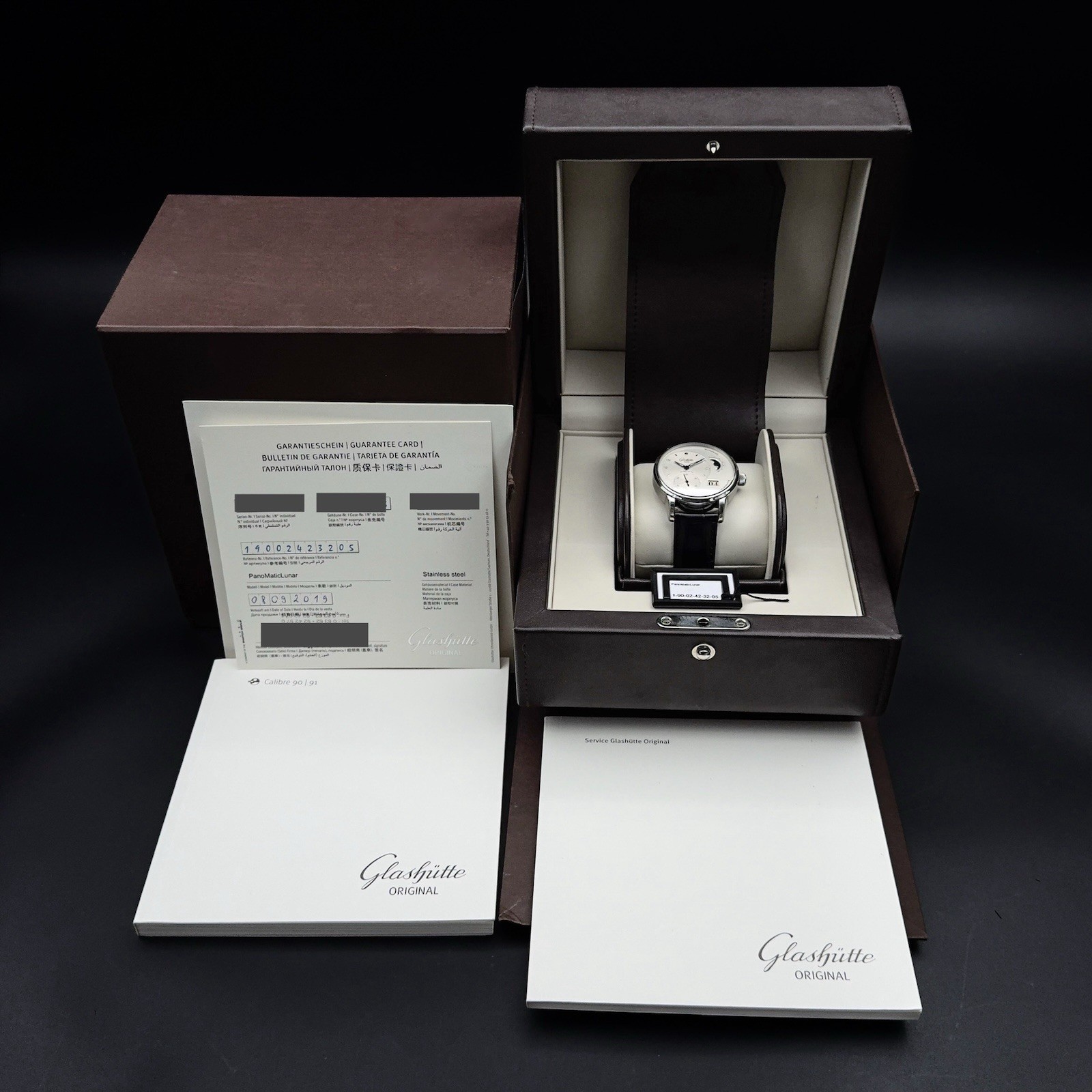 Glashütte Original PanoMaticLunar 1-90-02-42-32-05 Full Set Box & Papers