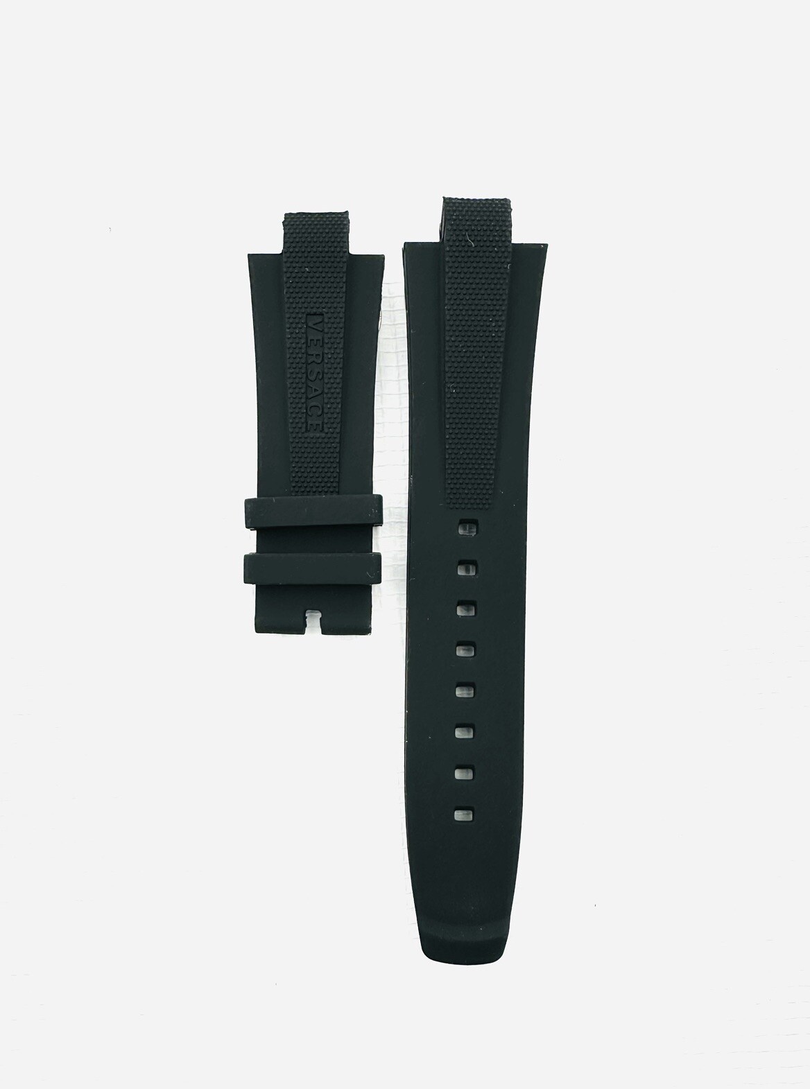 VERSACE WATCH STRAP, VE2H , BLACK RUBBER , TONGUE BUCKLE STRAP , VERSACE STRAP