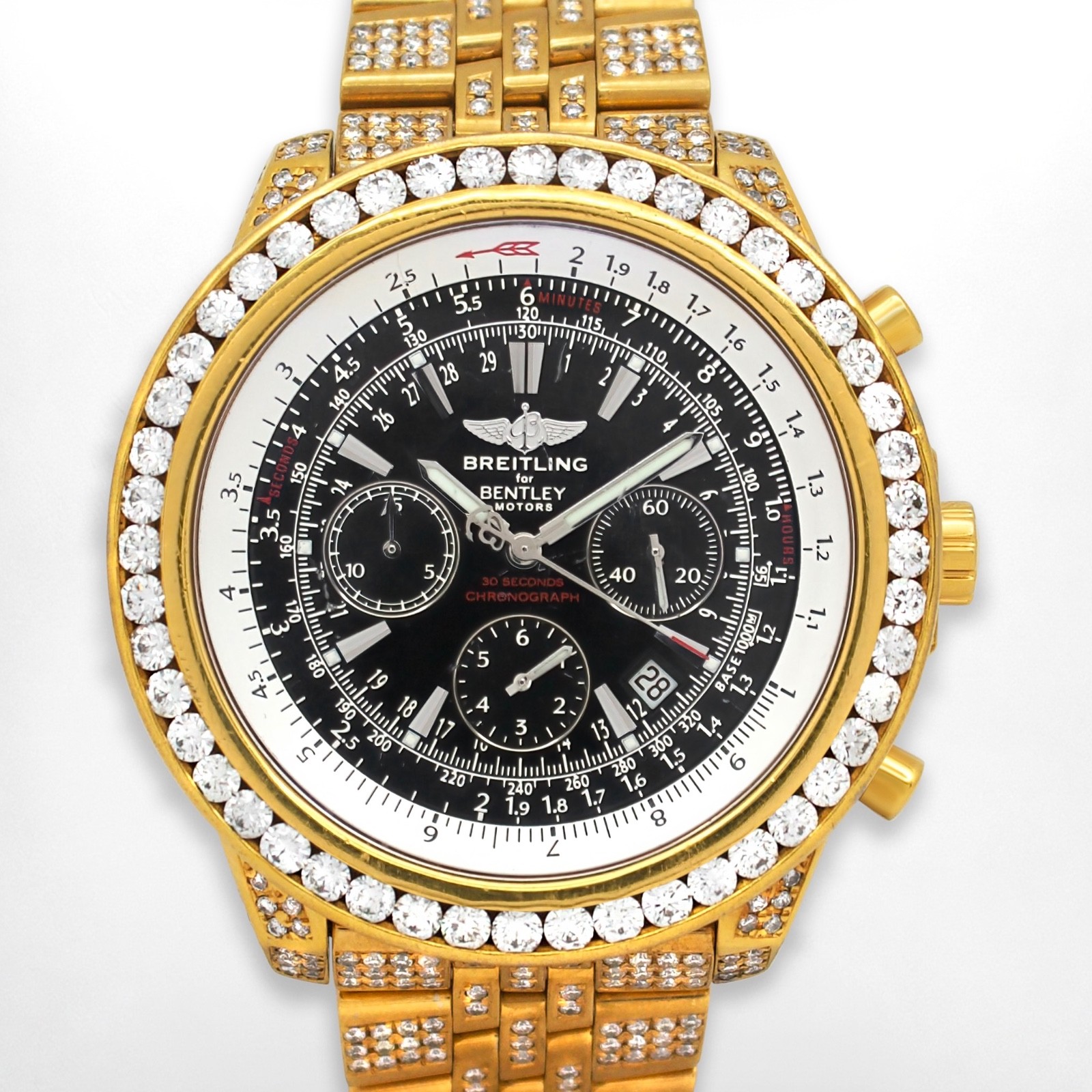 Breitling Bentley Motors A25362 Auto 50mm Custom Diam 18K YG Plated Steel Watch