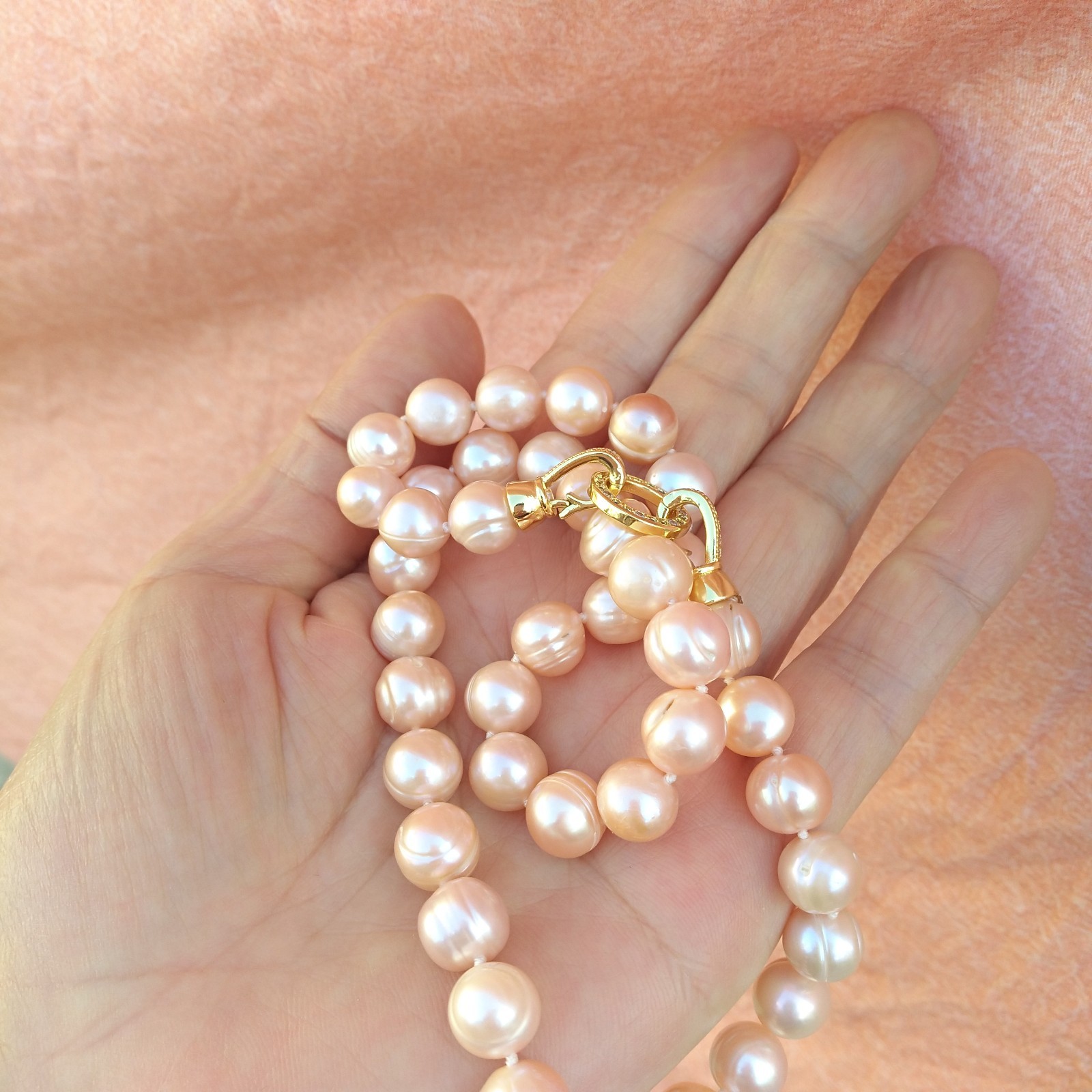 20inch Gorgeous Natural AAA 10-11mm South Sea Light pink Pearl Necklace