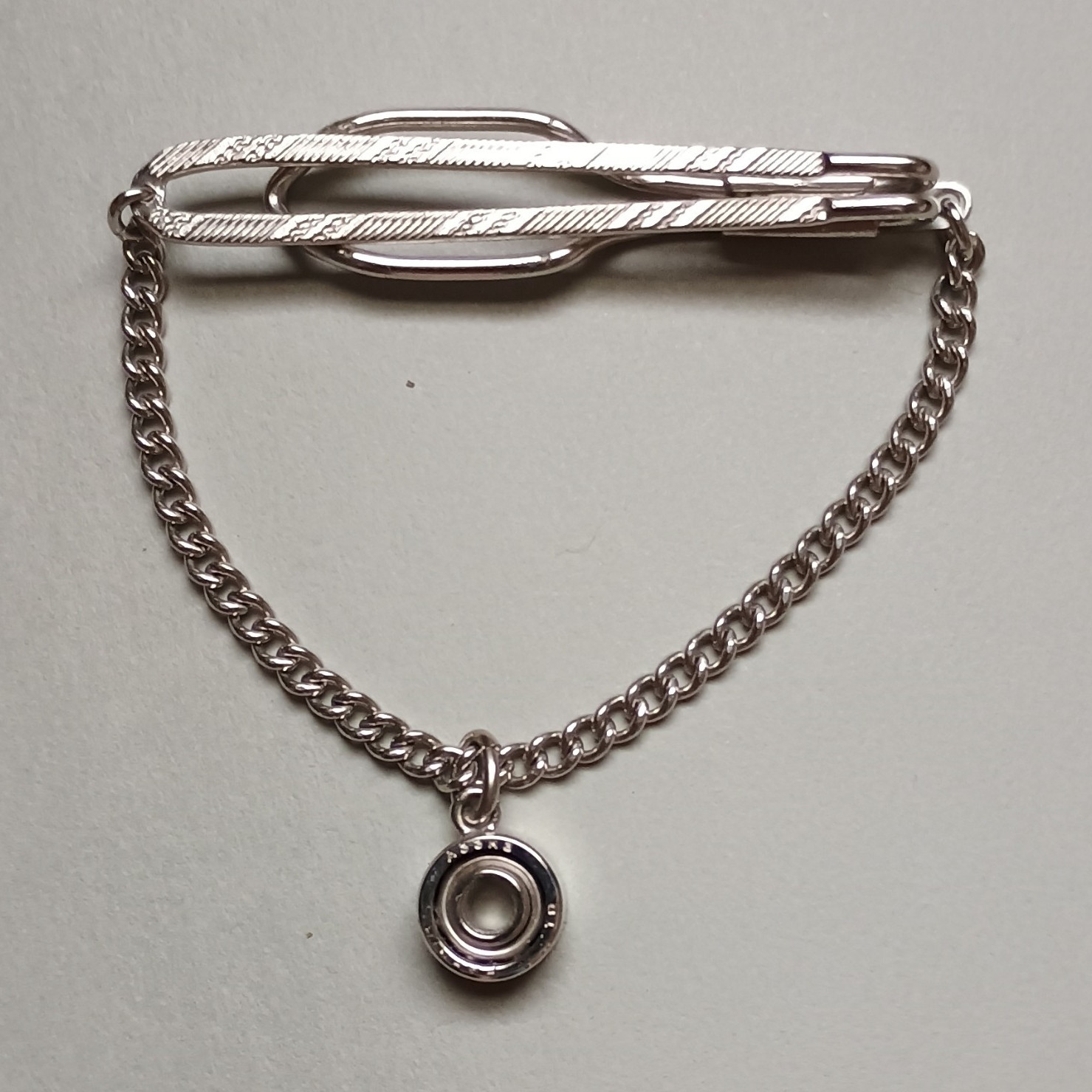 Vintage Fafnir Bearing Tie Bar With Roller Bearing Pendant